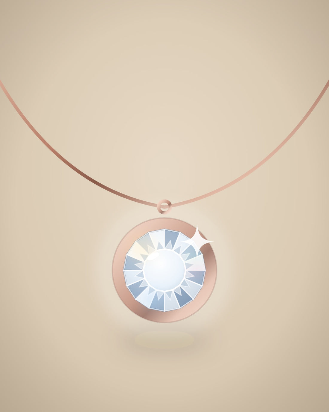 Illustration (stand-in, not photography): Bezel Pendant, Rose metal