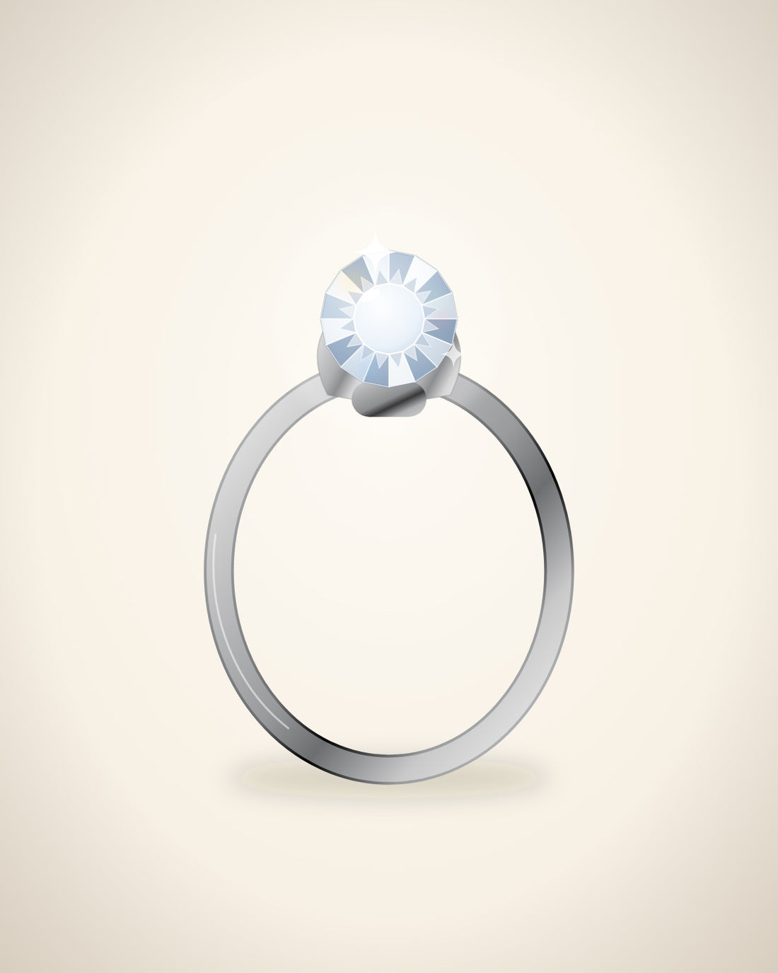 Illustration (stand-in, not photography): Cushion Solitaire Ring, Platinum metal