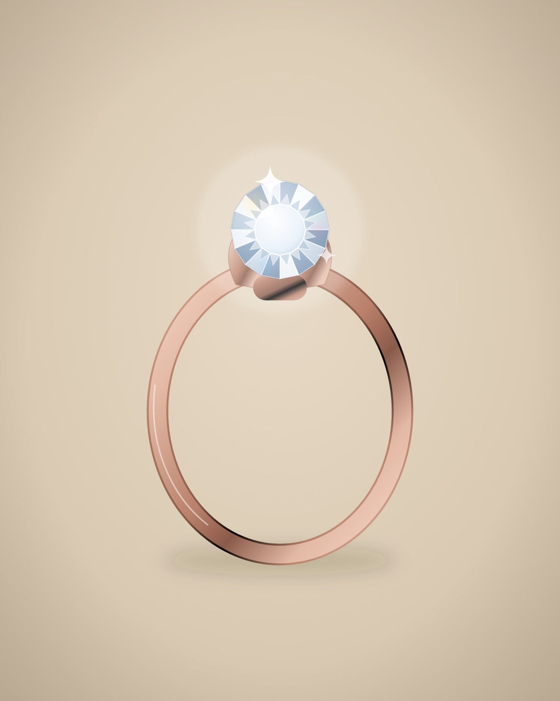Illustration (stand-in, not photography): Cushion Solitaire Ring, Rose metal