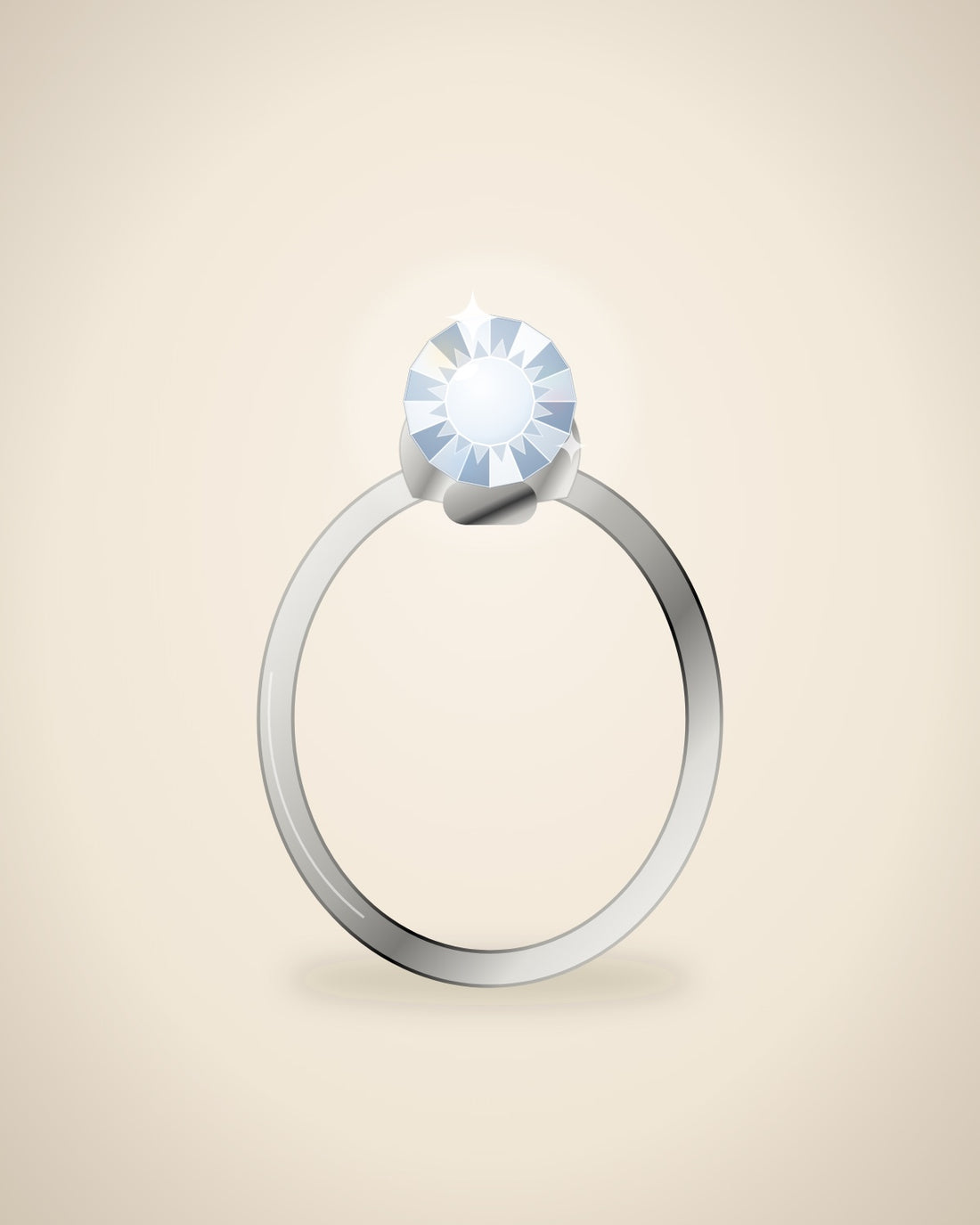 Illustration (stand-in, not photography): Cushion Solitaire Ring, White metal