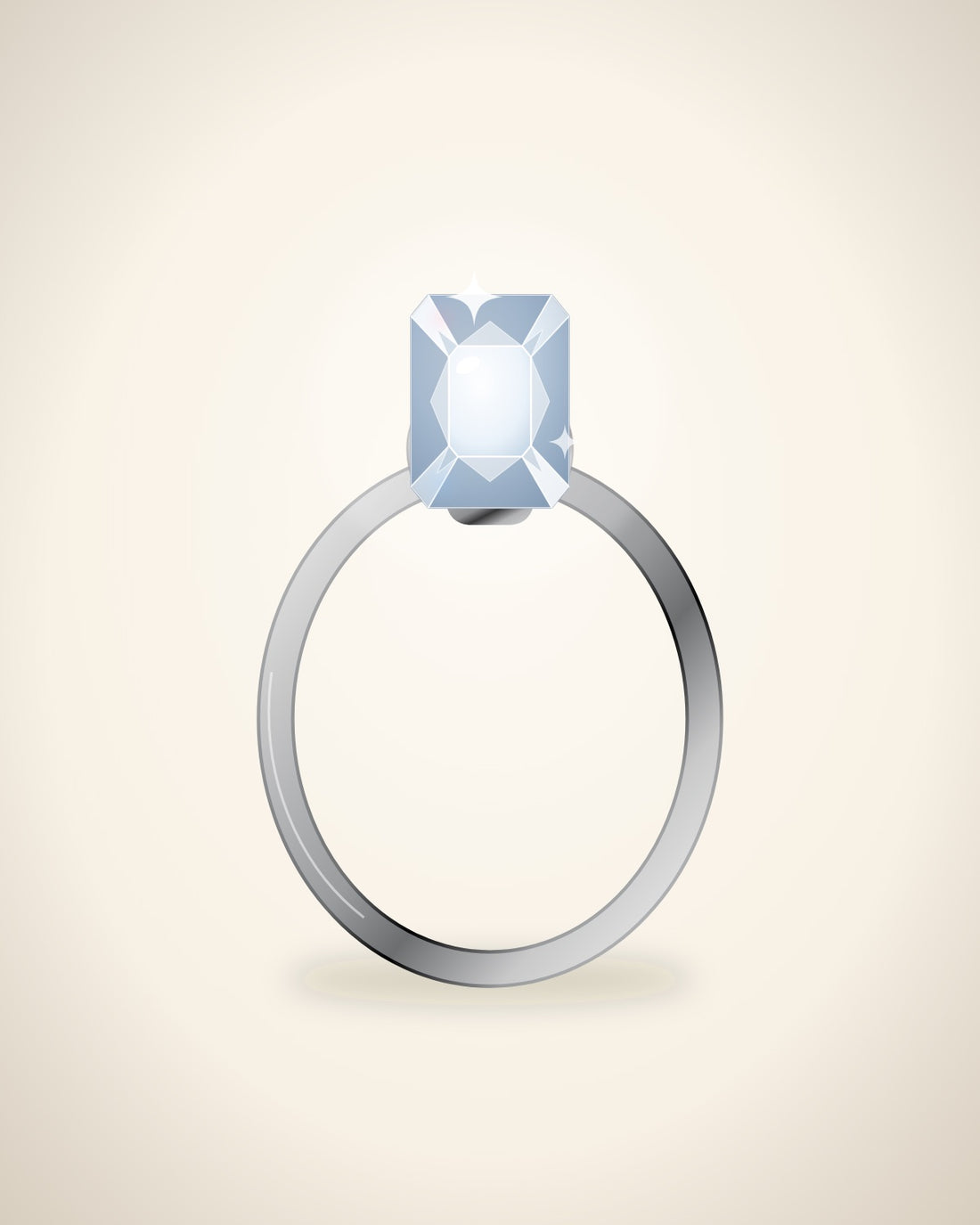 Illustration (stand-in, not photography): Emerald Solitaire Ring, Platinum metal