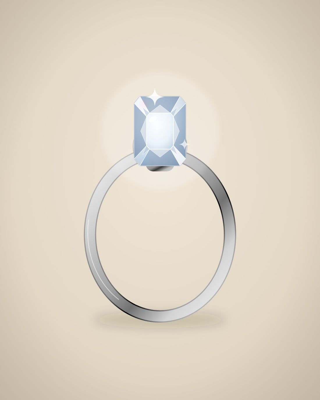 Illustration (stand-in, not photography): Emerald Solitaire Ring, Silver metal