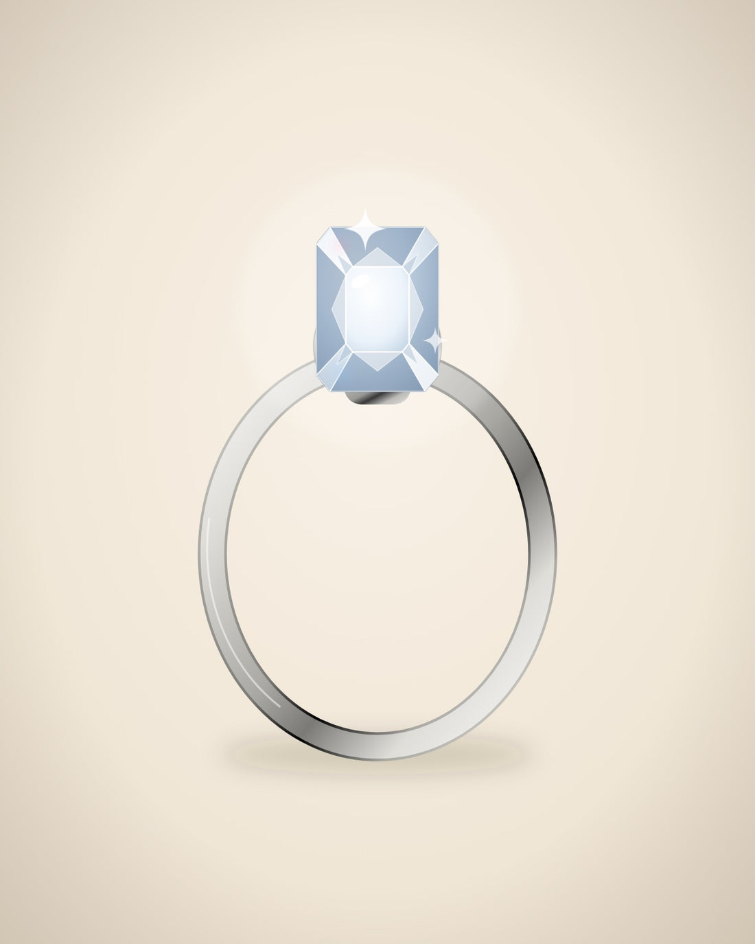 Illustration (stand-in, not photography): Emerald Solitaire Ring, White metal