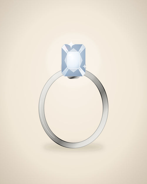 Illustration (stand-in, not photography): Emerald Solitaire Ring, White metal