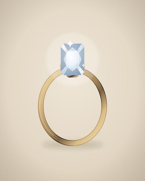 Illustration (stand-in, not photography): Emerald Solitaire Ring, Yellow metal