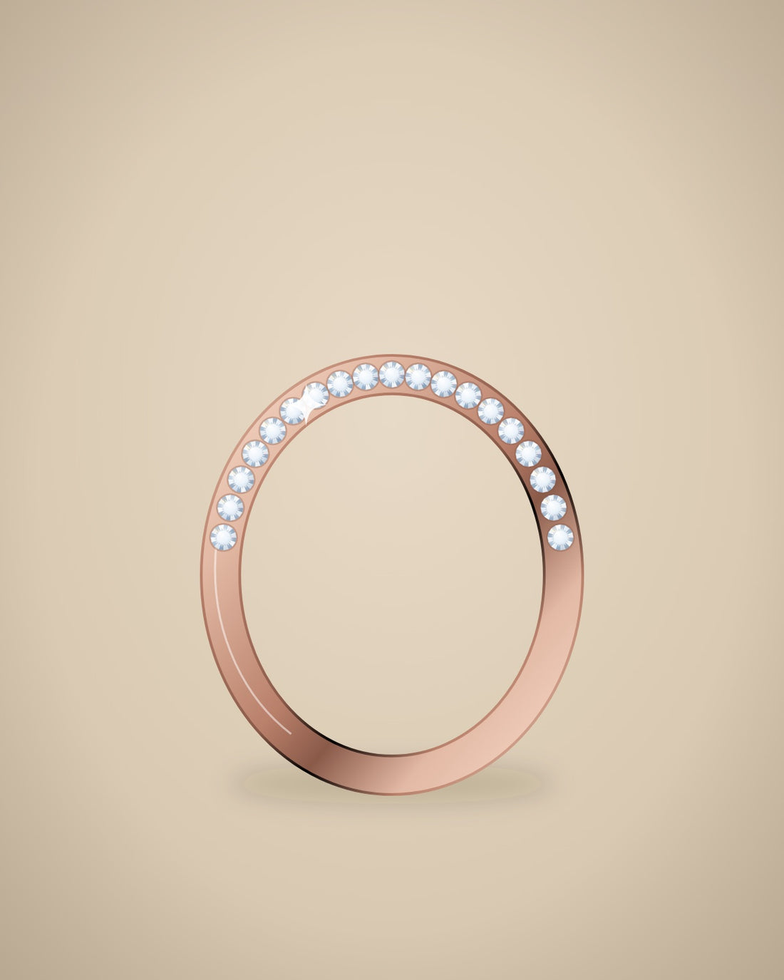 Illustration (stand-in, not photography): Eternity Band, Rose metal