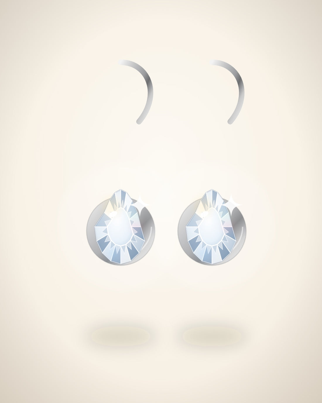 Illustration (stand-in, not photography): Pear Drop Earrings, Platinum metal