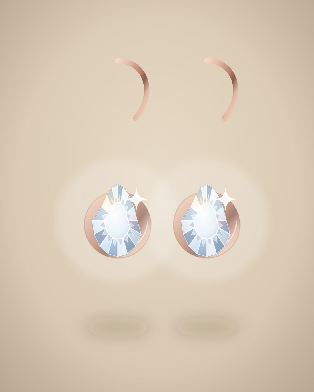 Illustration (stand-in, not photography): Pear Drop Earrings, Rose metal