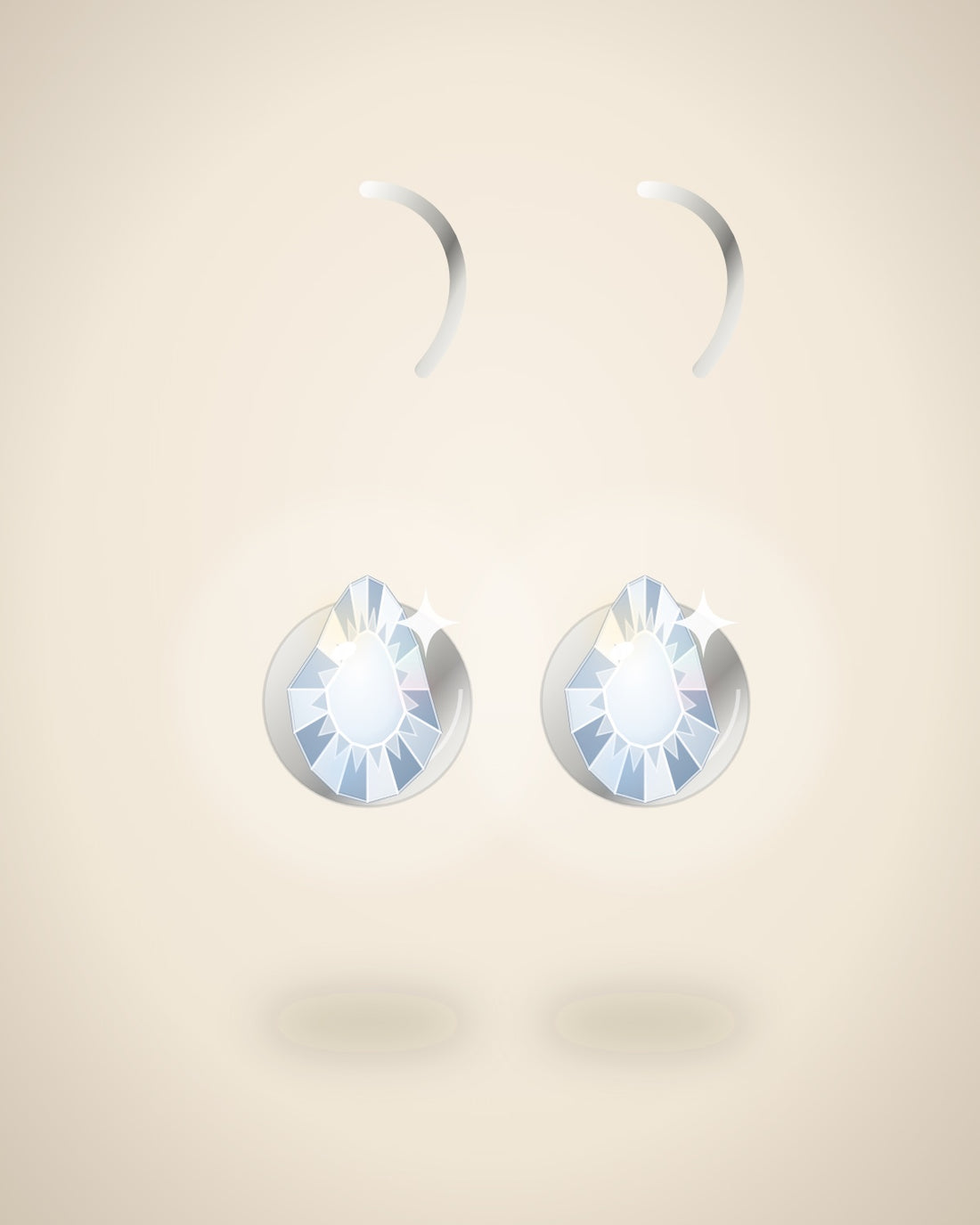 Illustration (stand-in, not photography): Pear Drop Earrings, White metal