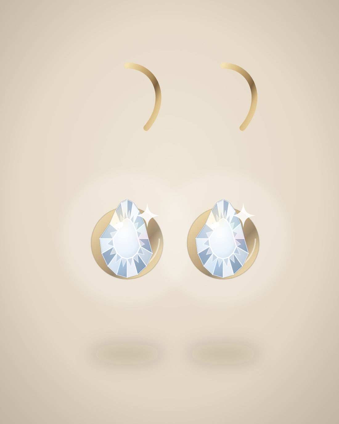 Illustration (stand-in, not photography): Pear Drop Earrings, Yellow metal