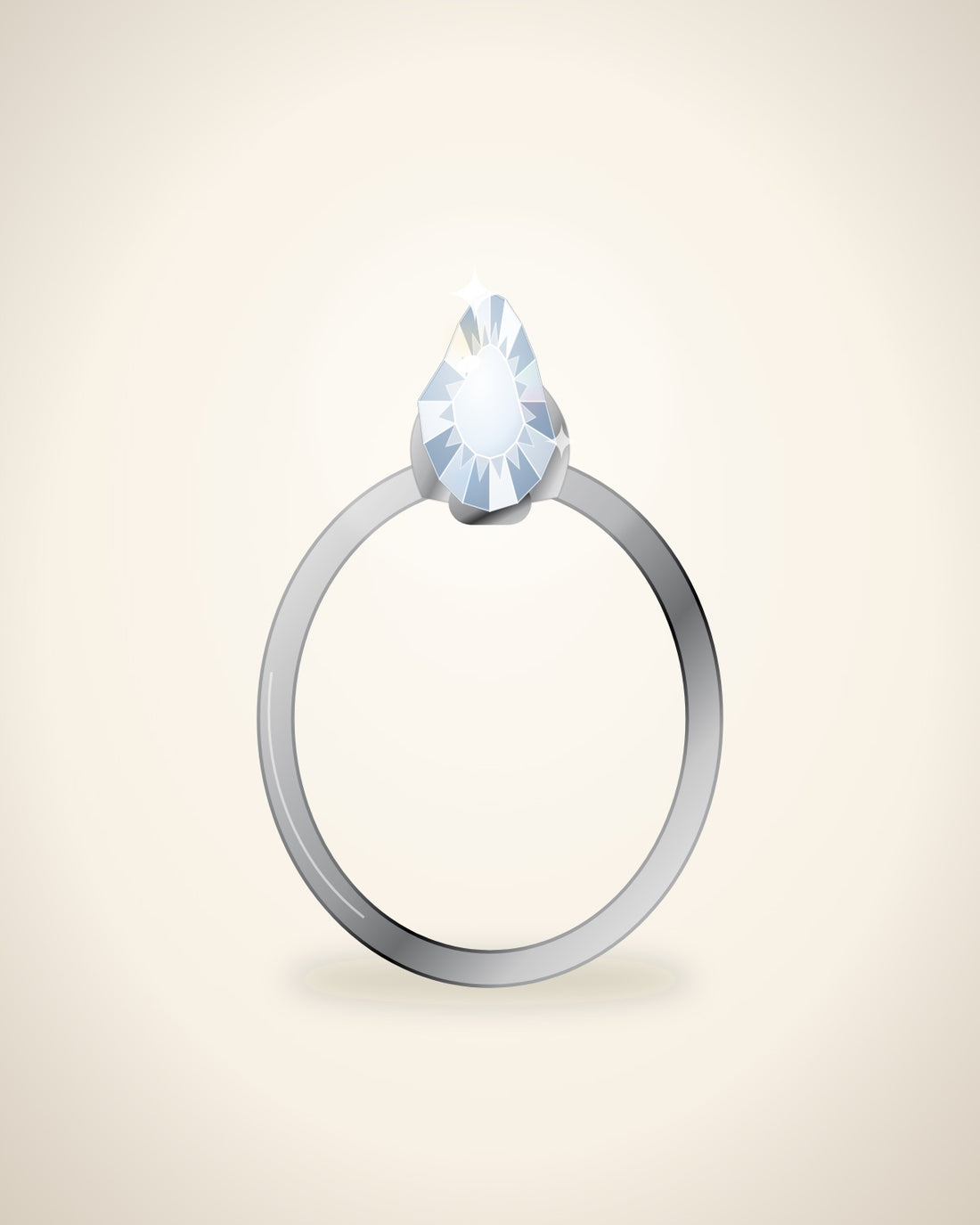 Illustration (stand-in, not photography): Pear Solitaire Ring, Platinum metal