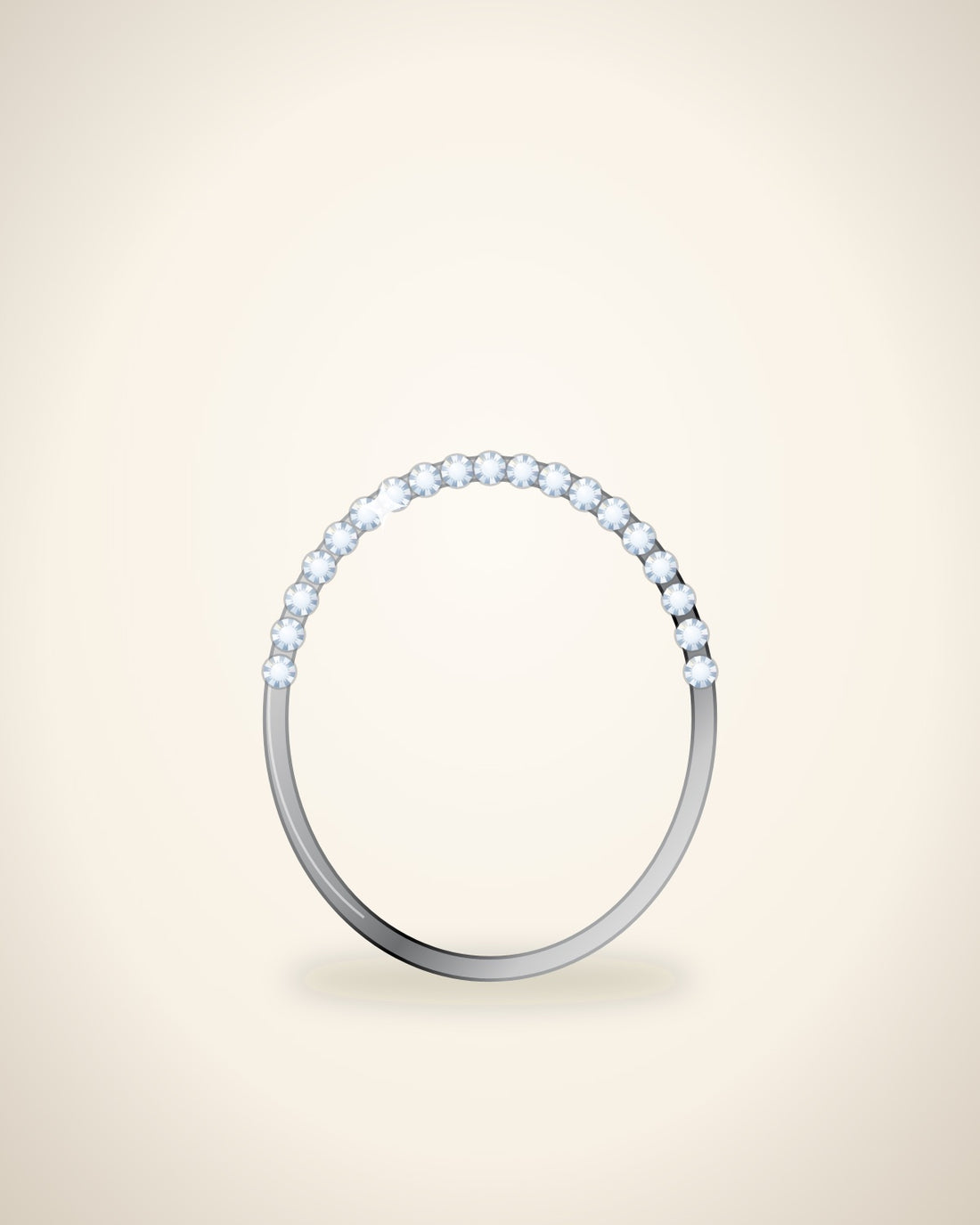 Illustration (stand-in, not photography): Round Pavé Band, Platinum metal