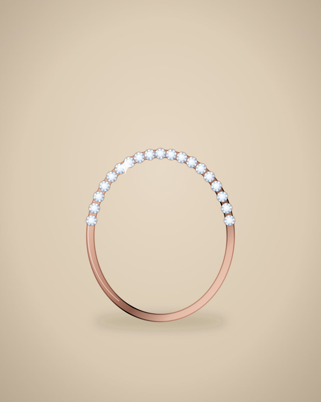 Illustration (stand-in, not photography): Round Pavé Band, Rose metal