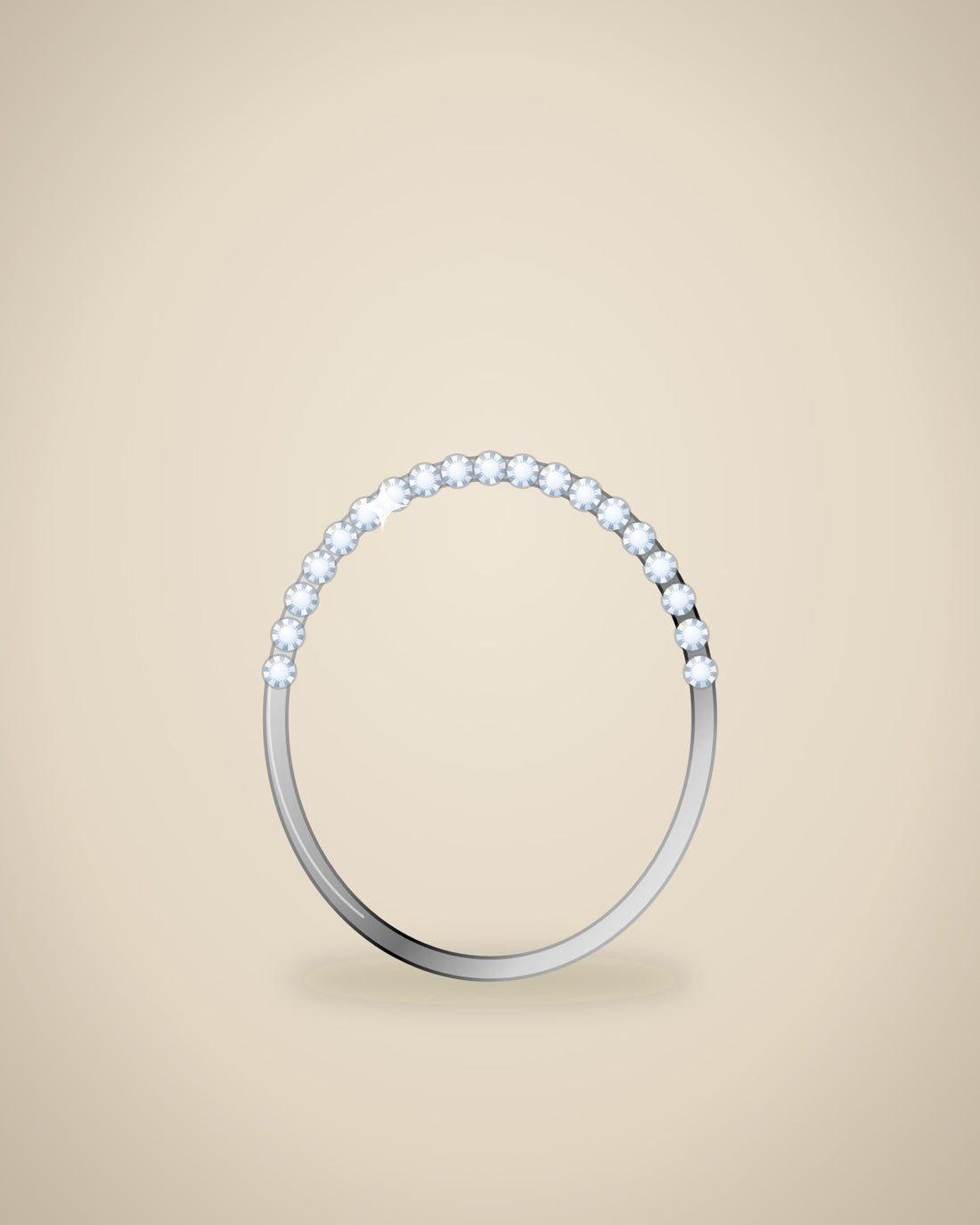Illustration (stand-in, not photography): Round Pavé Band, Silver metal