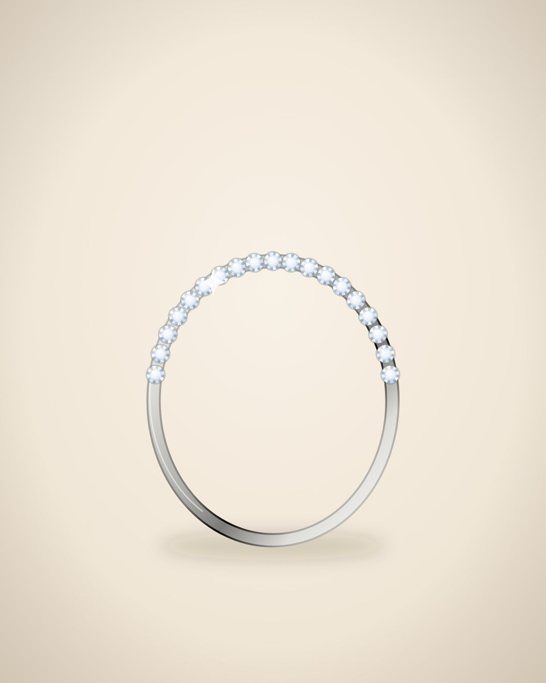 Illustration (stand-in, not photography): Round Pavé Band, White metal