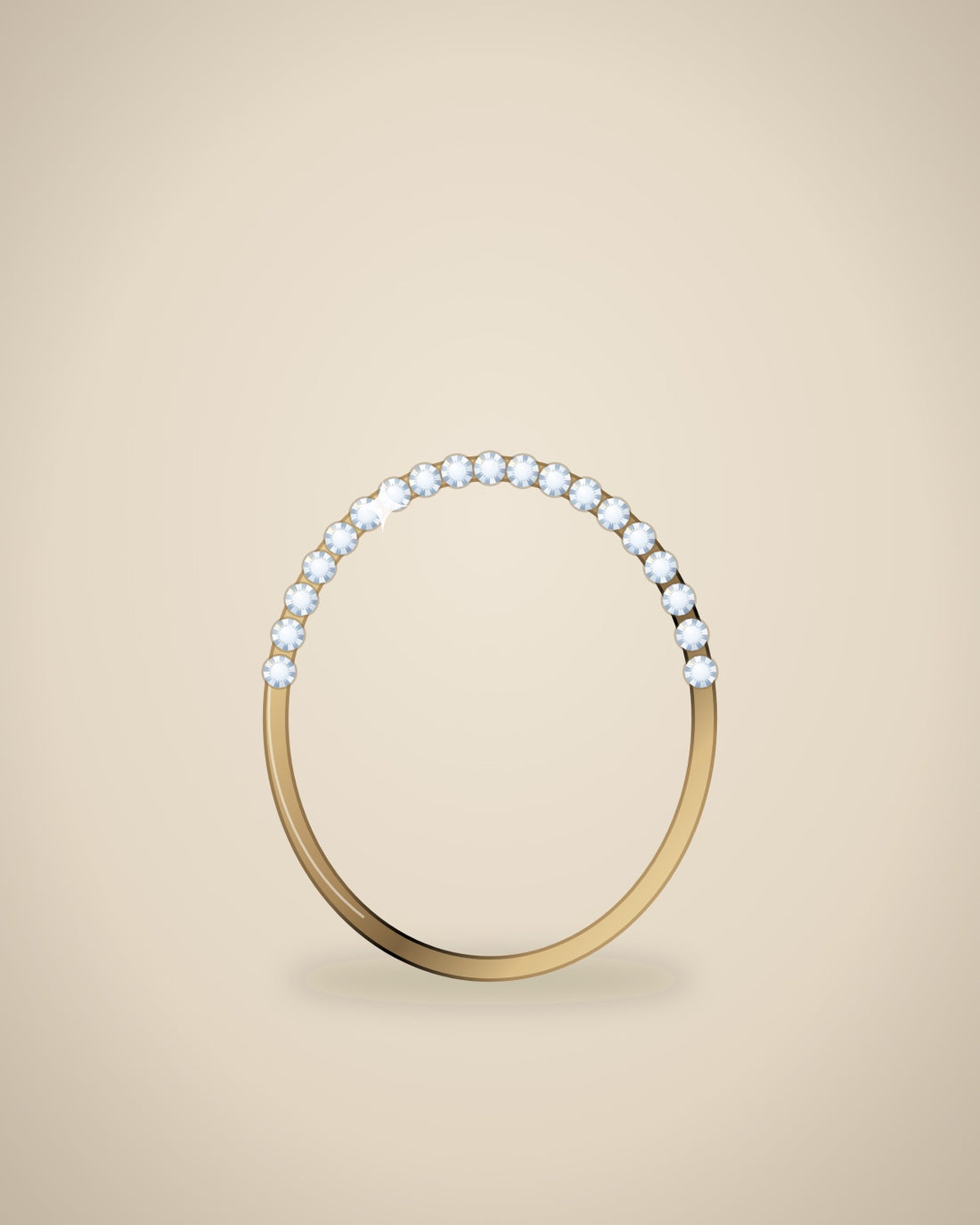 Illustration (stand-in, not photography): Round Pavé Band, Yellow metal