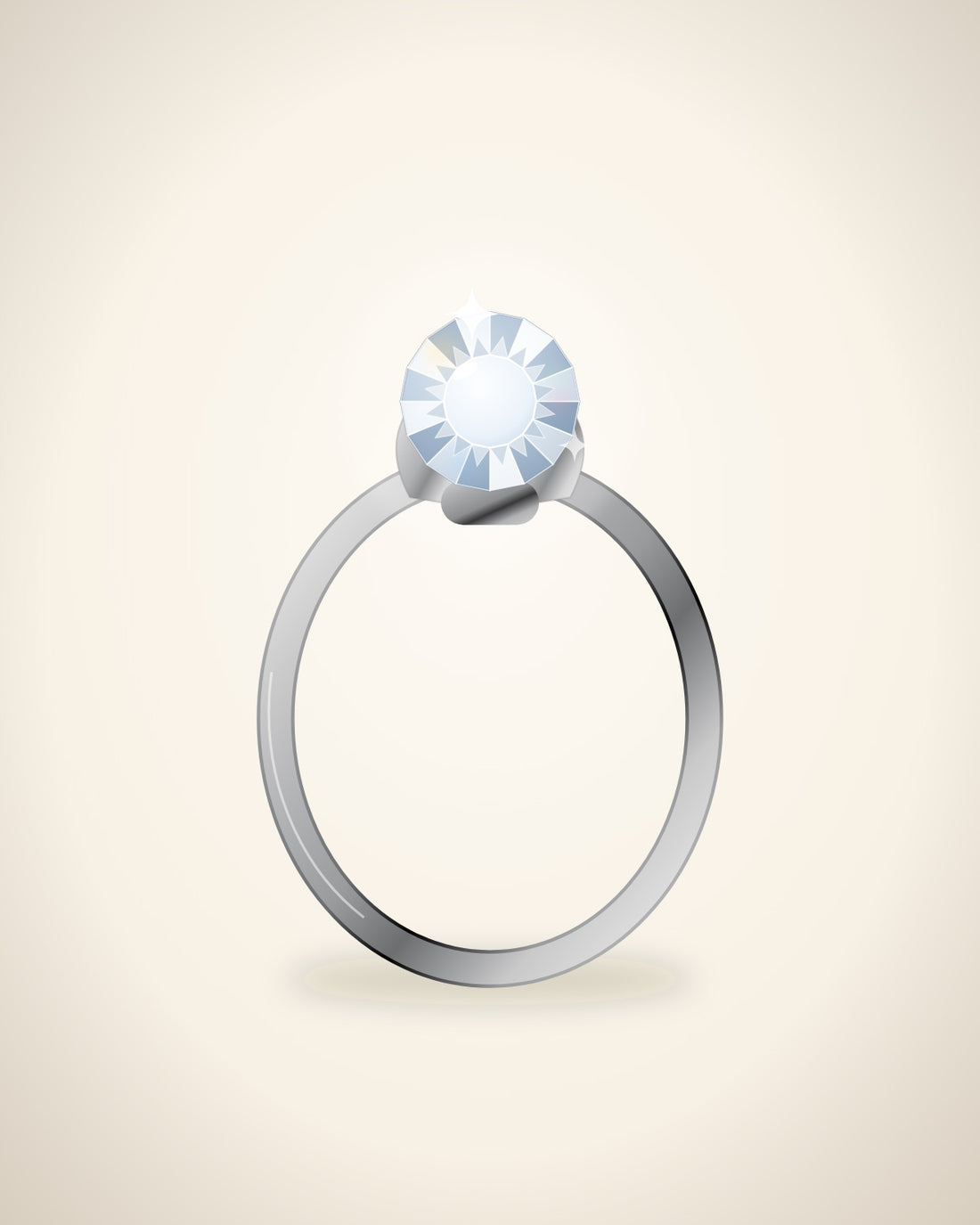 Illustration (stand-in, not photography): Round Solitaire Ring, Platinum metal