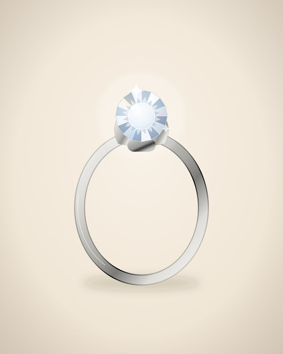 Illustration (stand-in, not photography): Round Solitaire Ring, White metal