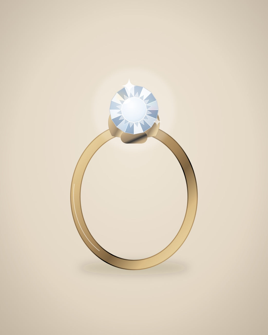 Illustration (stand-in, not photography): Round Solitaire Ring, Yellow metal