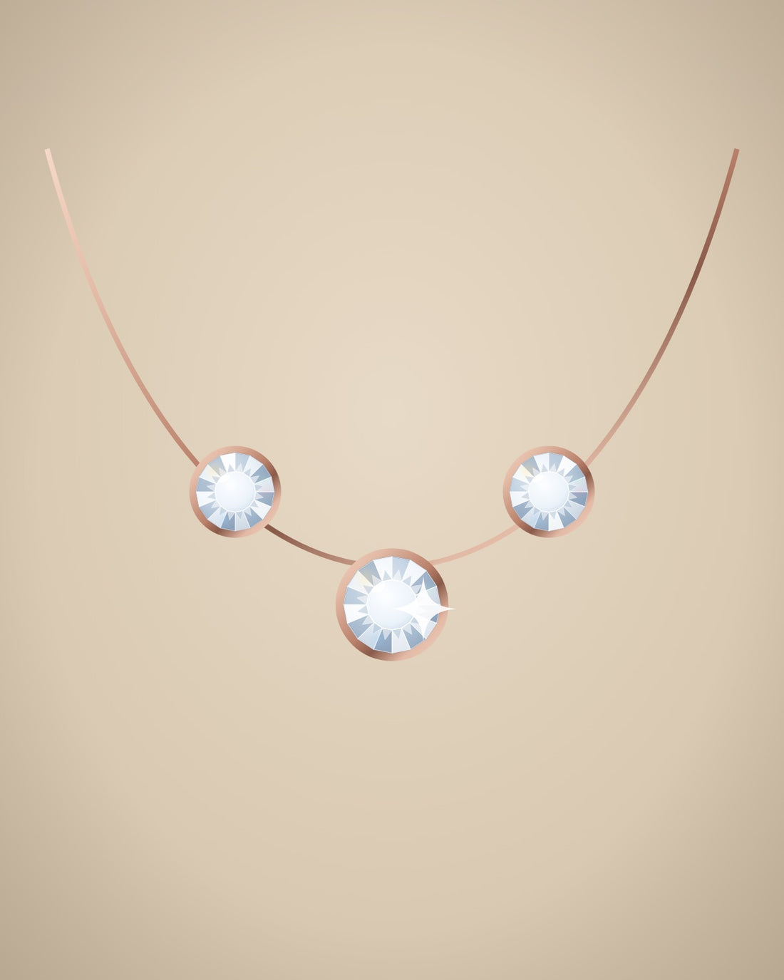 Illustration (stand-in, not photography): Station Necklace, Rose metal