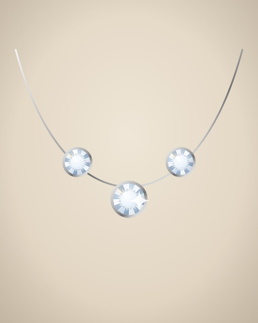 Illustration (stand-in, not photography): Station Necklace, Silver metal