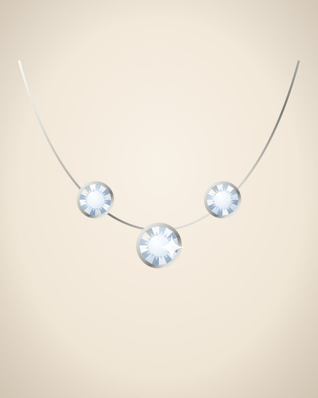 Illustration (stand-in, not photography): Station Necklace, White metal
